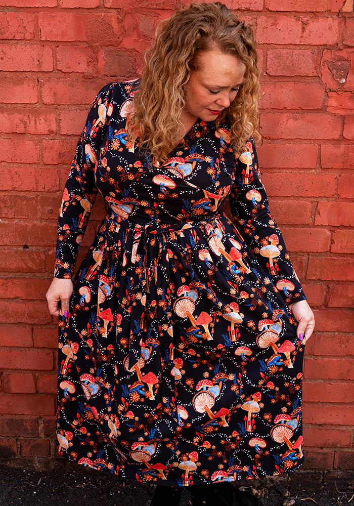 Cambree Dotty Toadstool Print Cotton Midi Dress