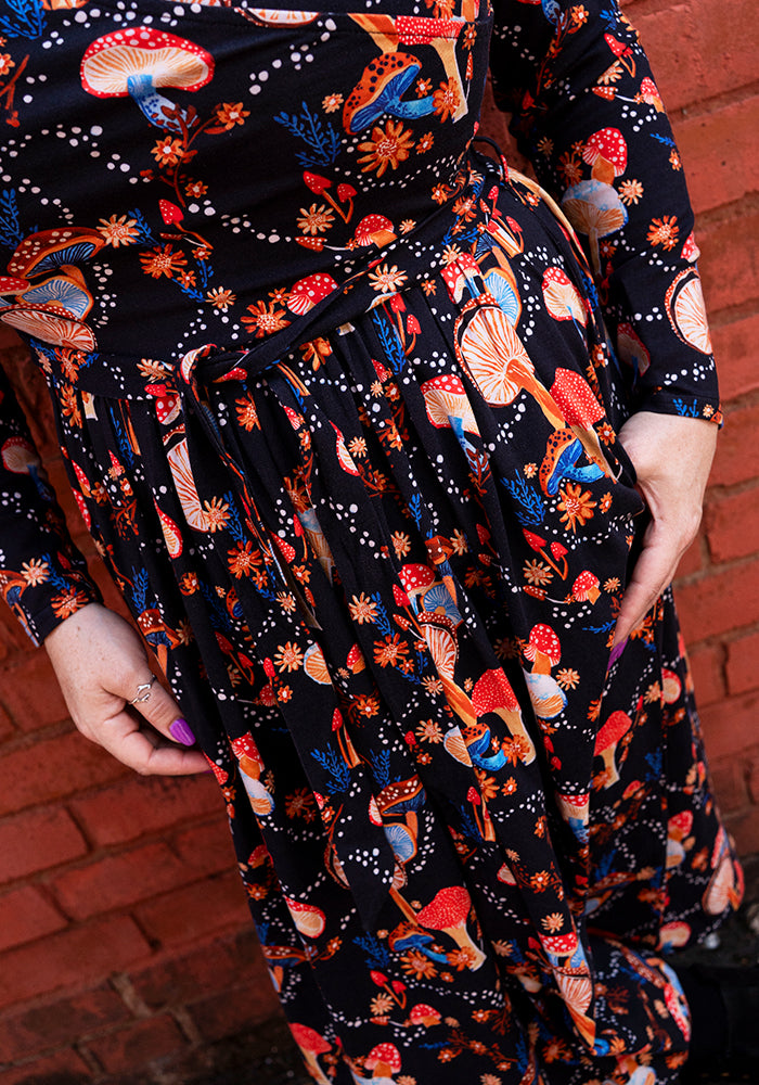 Cambree Dotty Toadstool Print Cotton Midi Dress