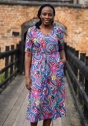 Camden Groovy Hippy Print Midi Dress