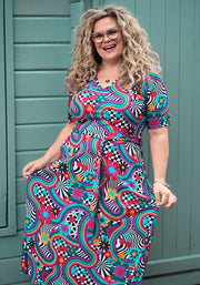 Camden Groovy Hippy Print Midi Dress