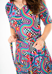 Camden Groovy Hippy Print Midi Dress