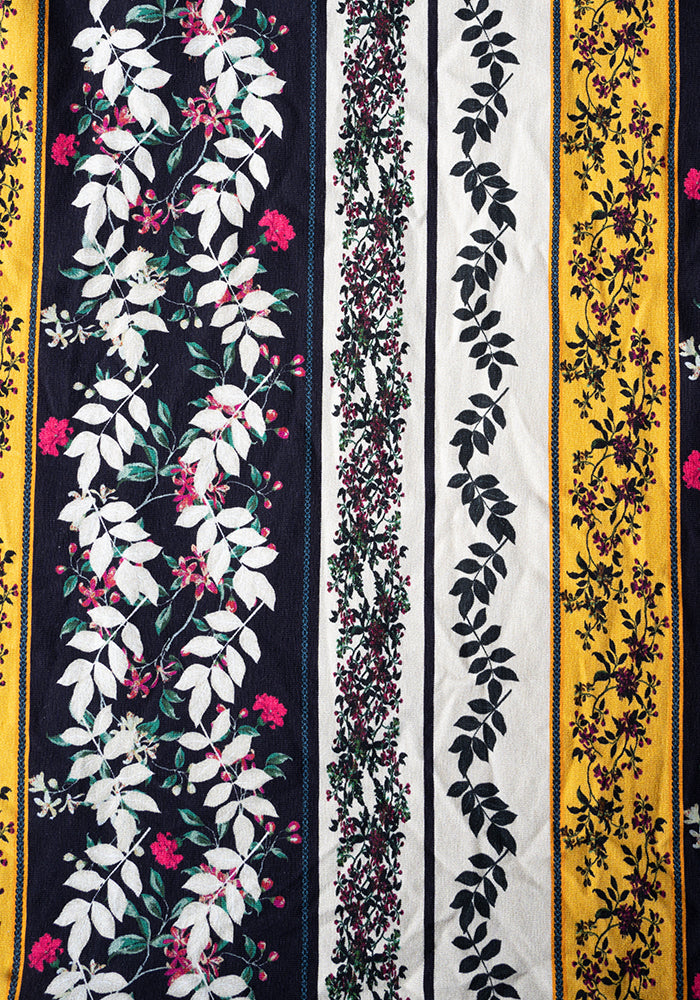 Campbell Floral Stripe Print Cotton Midi Dress
