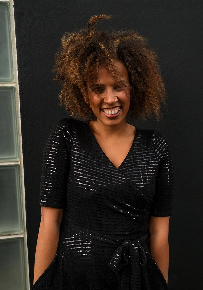 Thirteenth angle of Candescent Black Sequin Swing Dress