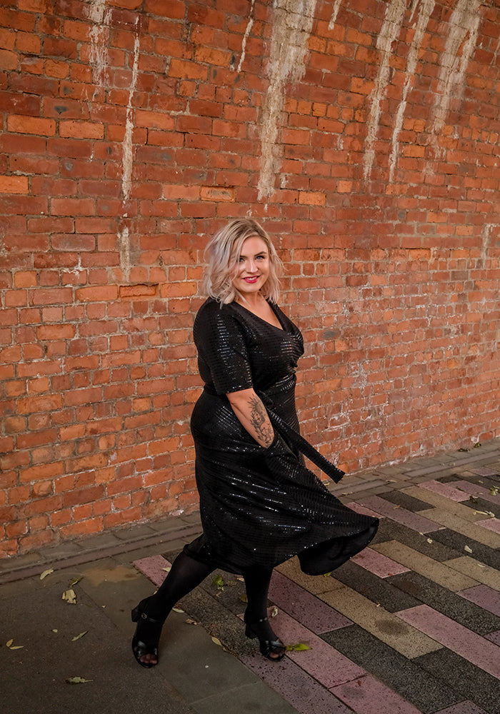 Fourteenth angle of Candescent Black Sequin Swing Dress