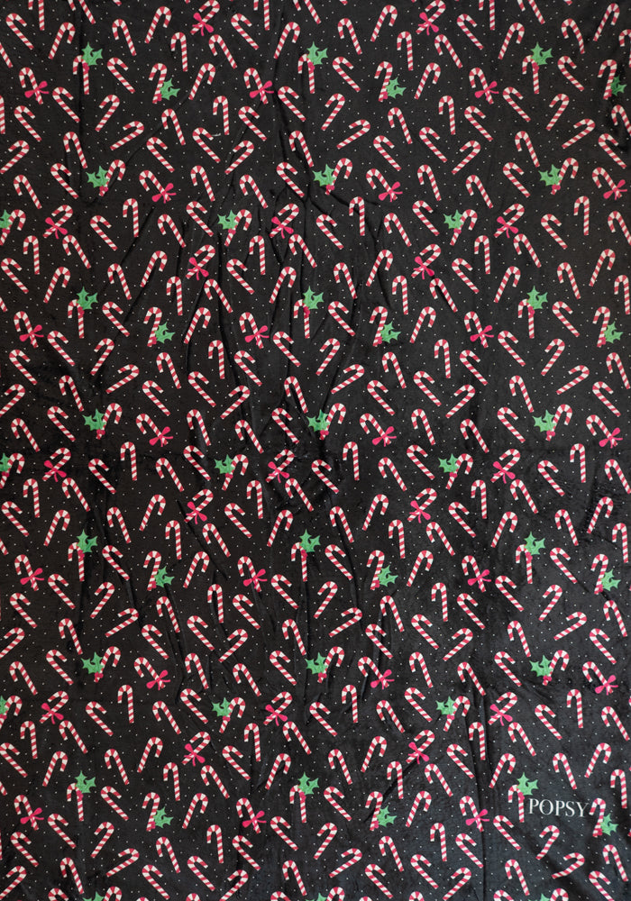 Candy Cane Print Plush Throw Blanket (Pop-Under)
