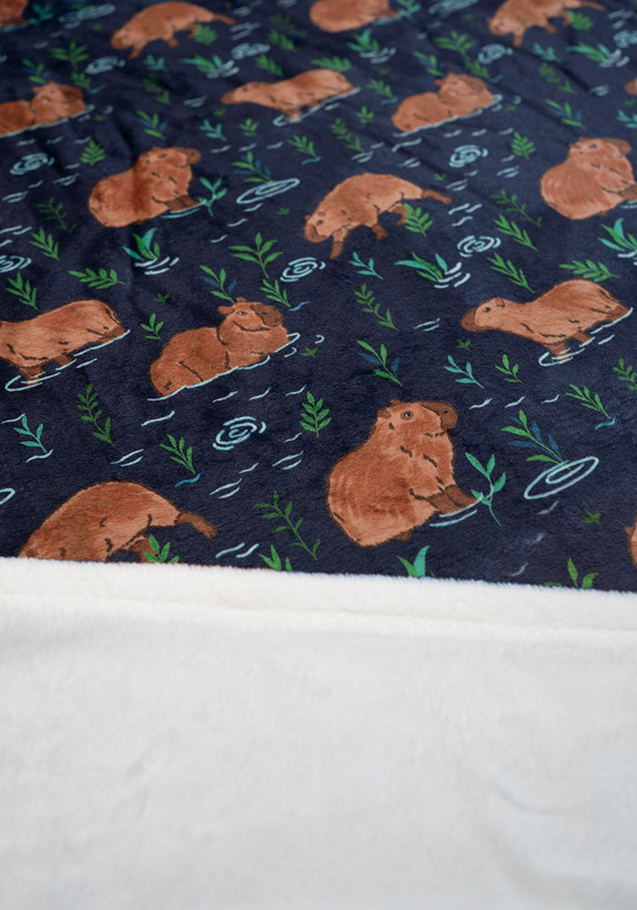 Sixth angle of Capybara Print Plush Throw Blanket (Pop-Under)