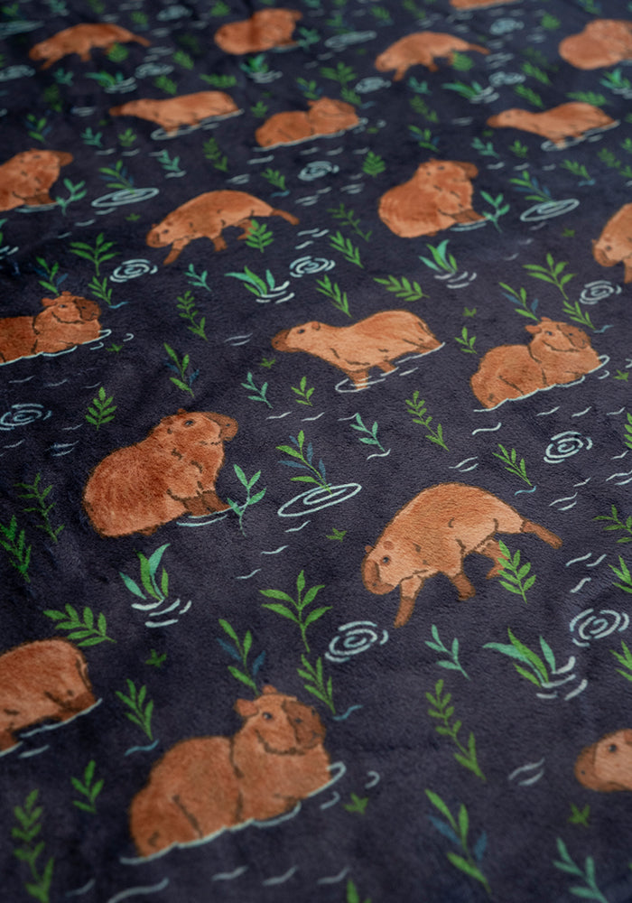 Fifth angle of Capybara Print Plush Throw Blanket (Pop-Under)