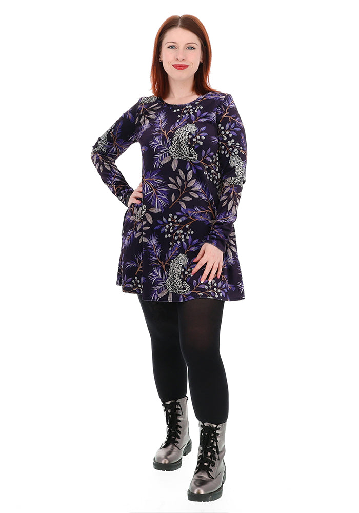 Carey Purple Snow Leopard Print Tunic