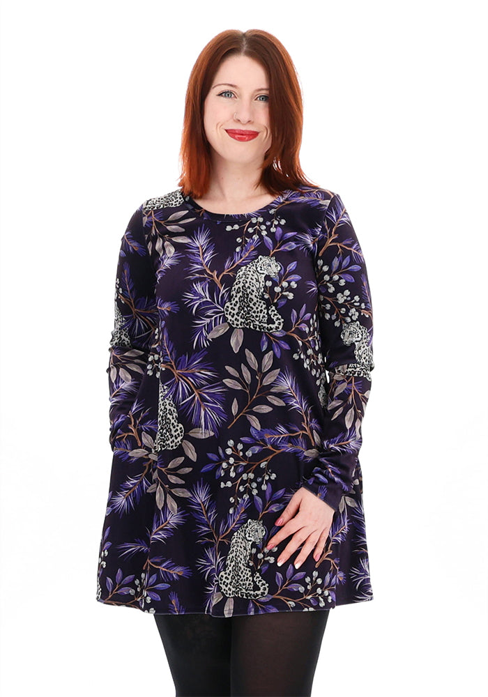 Carey Purple Snow Leopard Print Tunic