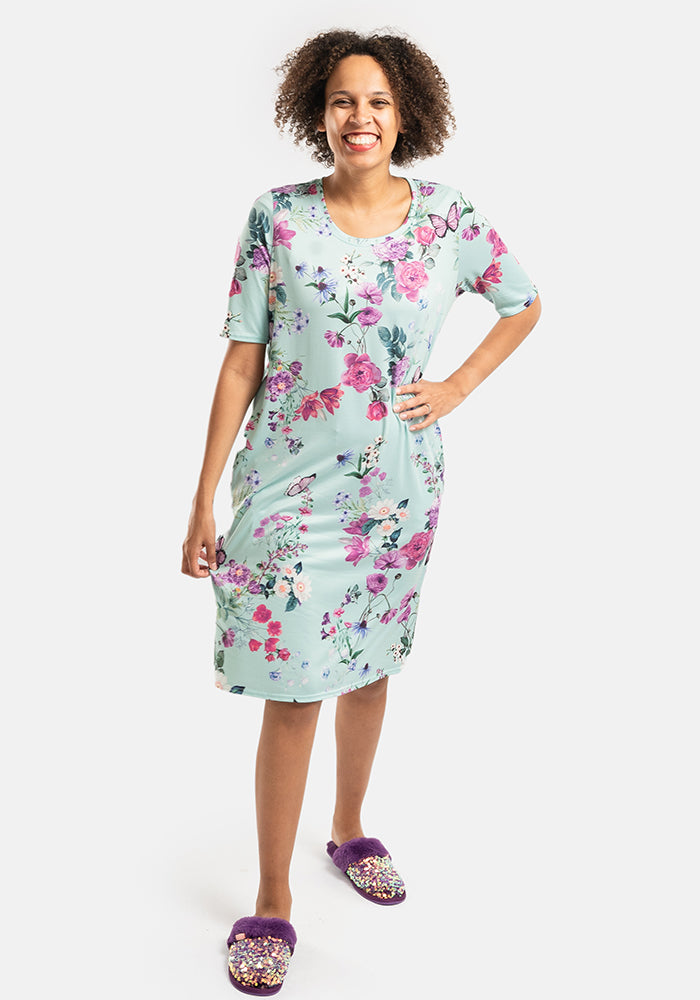 Carina Floral Butterflies Print Nightshirt