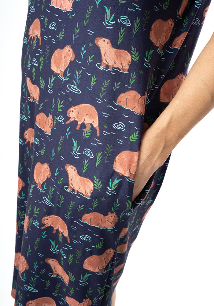 Fourth angle of Carina Capybara Print Night Shirt, carina Capybara Print Night Shirt Meet your new favourite nightie.