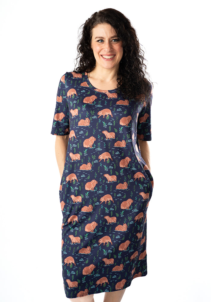 Third angle of Carina Capybara Print Night Shirt, carina Capybara Print Night Shirt Meet your new favourite nightie.