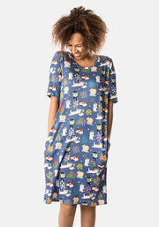 Carina Cats Print Nightshirt