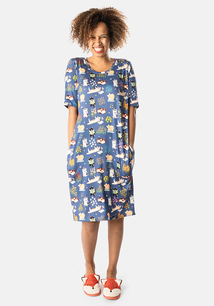 Carina Cats Print Nightshirt