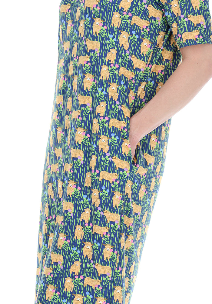 Sixth angle of Carina Highland Cow Print Night Shirt