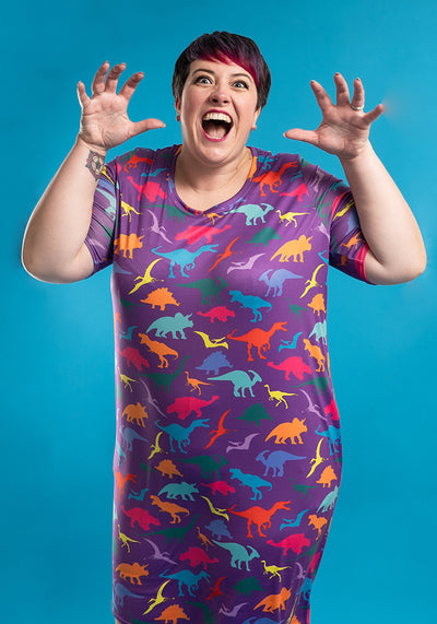 Carina Purple Dinosaur Print Nightshirt