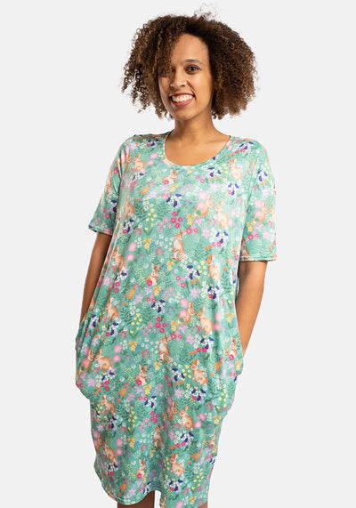 Carina Rabbit Garden Print Nightshirt