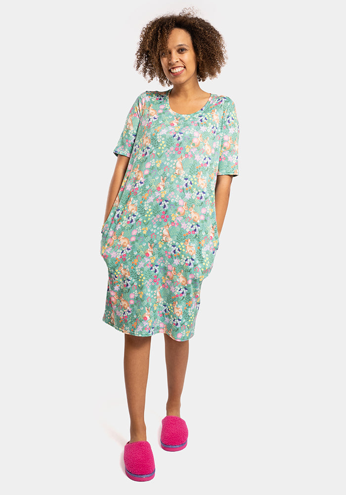 Carina Rabbit Garden Print Nightshirt