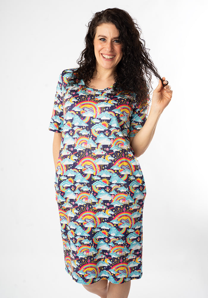 Fourth angle of Carina Rainbow Books Print Night Shirt