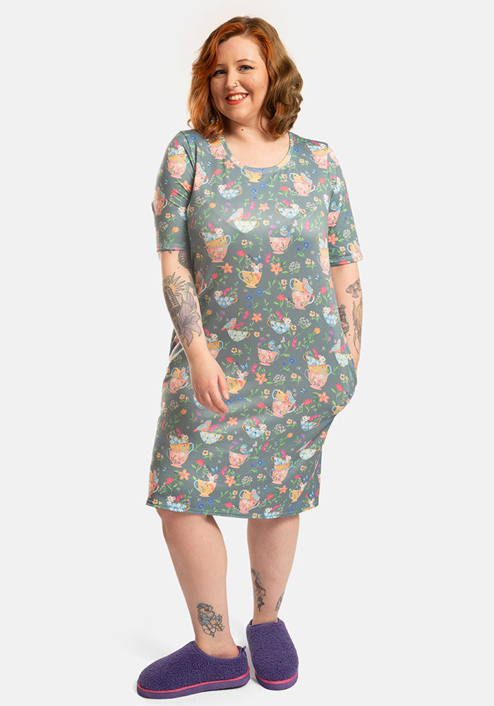 Carina Floral Tea Cup Print Nightshirt
