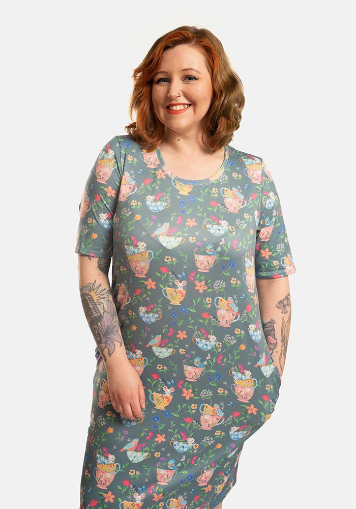 Carina Floral Tea Cup Print Nightshirt