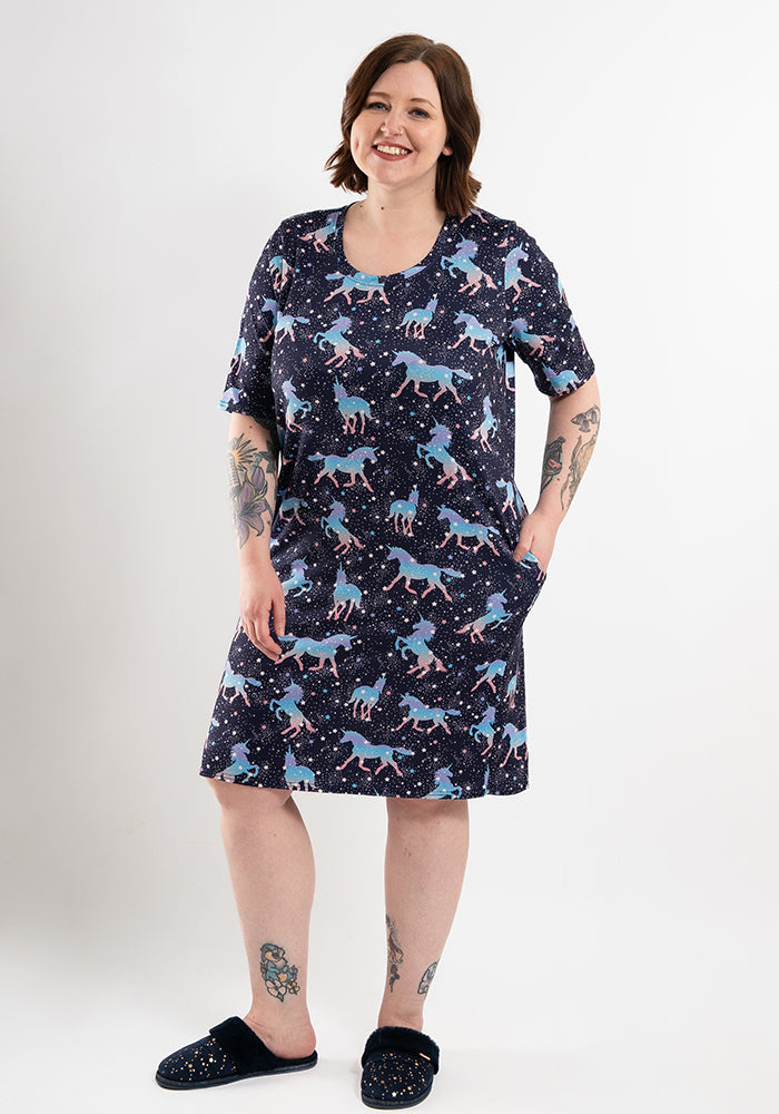 Carina Unicorn & Star Print Nightshirt