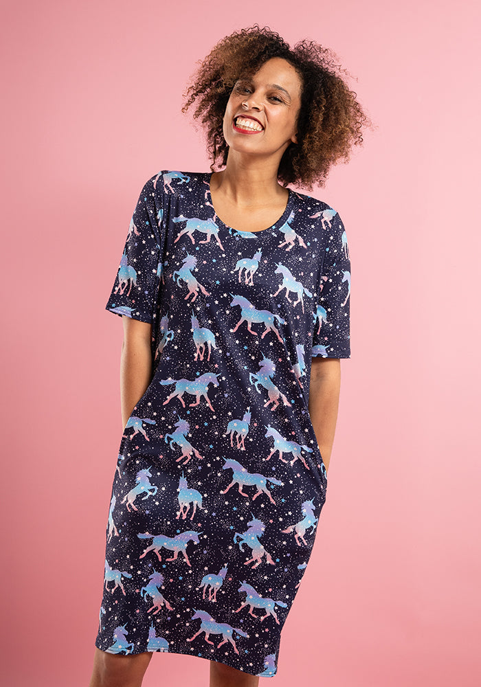 Carina Unicorn & Star Print Nightshirt