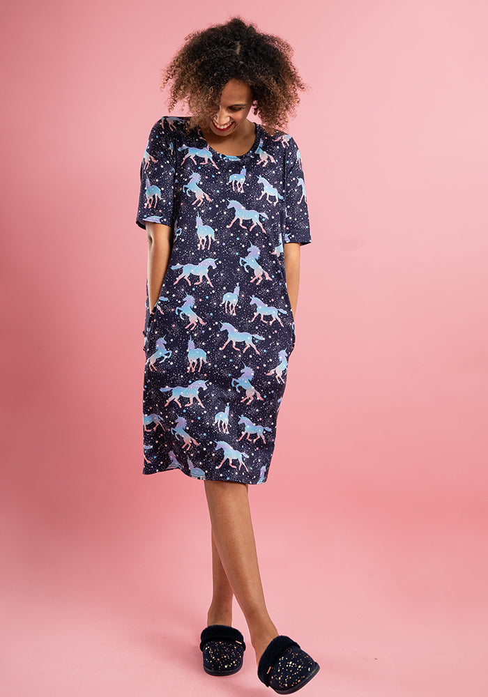 Carina Unicorn & Star Print Nightshirt