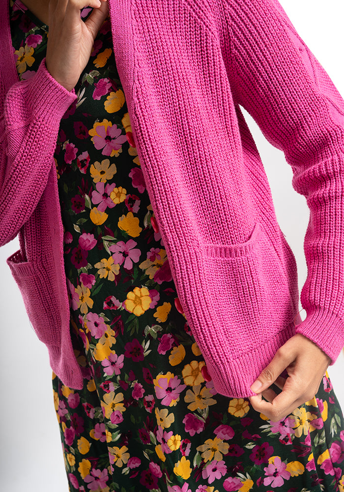 Carnation Pink Cable Sleeve Cardigan