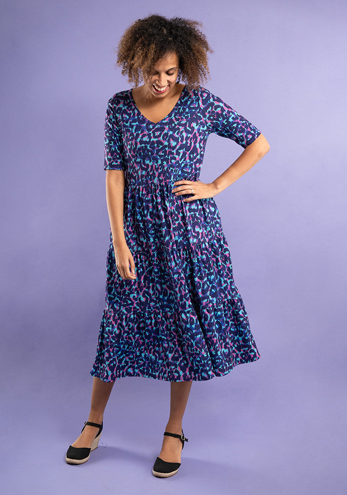 Carney Animal Print Tiered Midi Dress