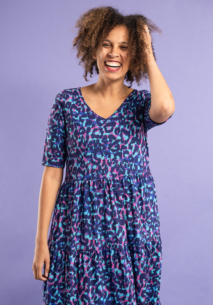 Carney Animal Print Tiered Midi Dress