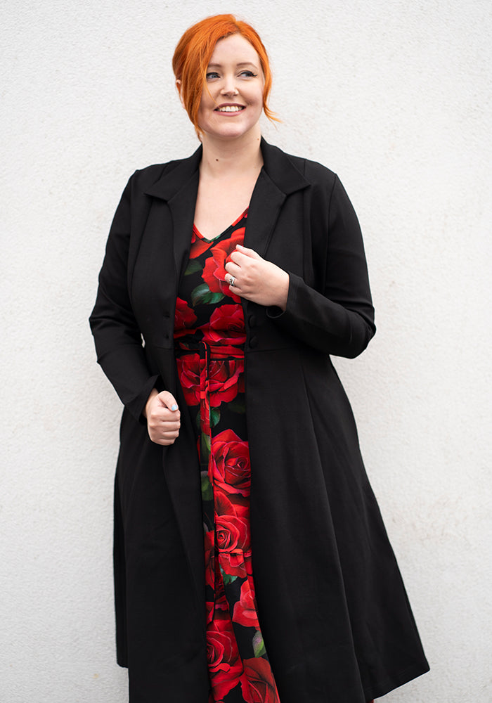 Second angle of Carrington Black Ponte Dress Coat (Coatigan)