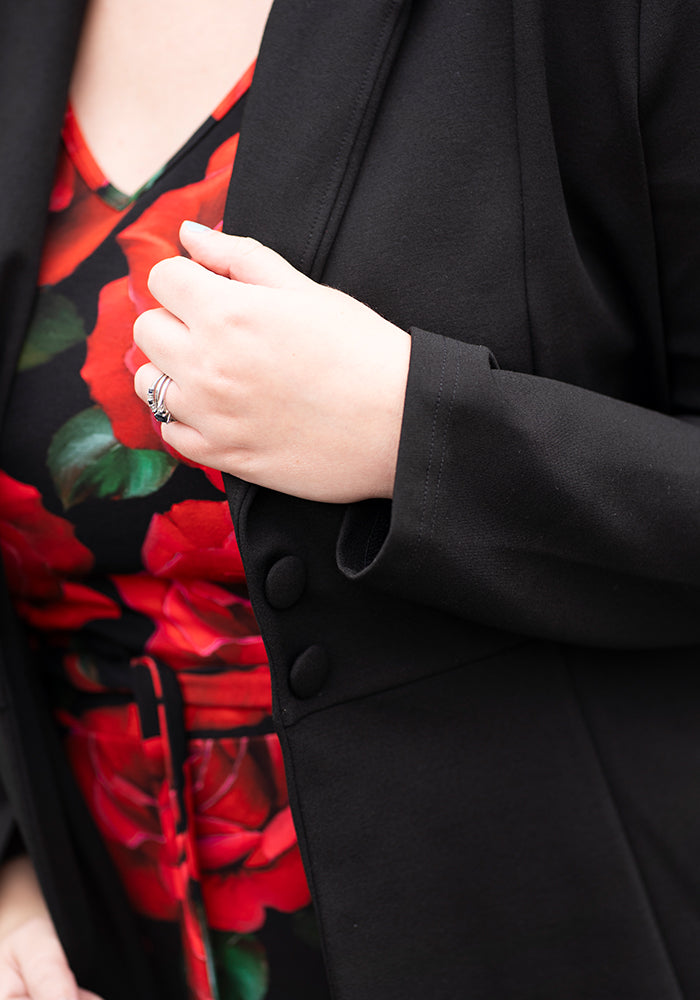 Ninth angle of Carrington Black Ponte Dress Coat (Coatigan)
