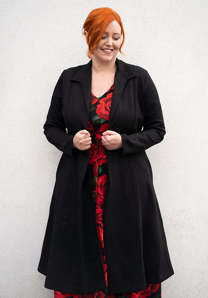 Fifth angle of Carrington Black Ponte Dress Coat (Coatigan)