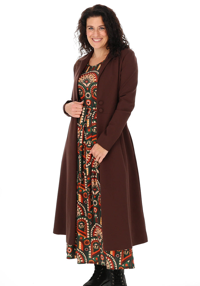 Maddox Hand Painted Deco Print Midaxi Dress