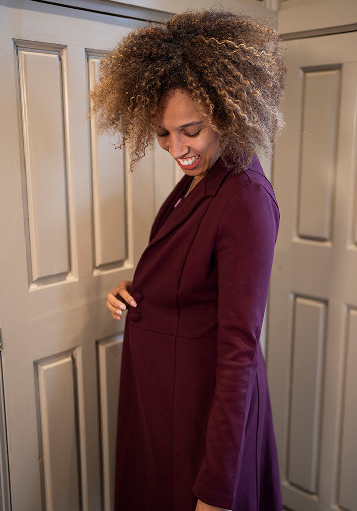 Fifth angle of Carrington Mulberry Ponte Dress Coat (Coatigan)