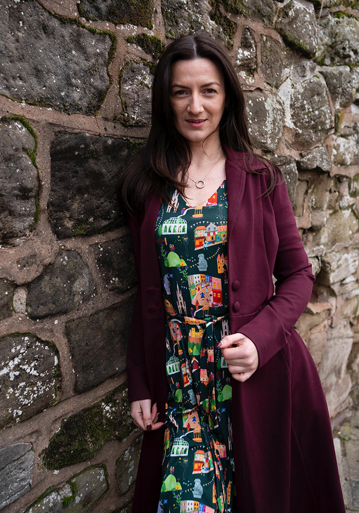 Eighth angle of Carrington Mulberry Ponte Dress Coat (Coatigan)