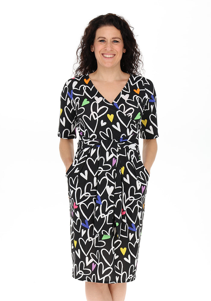 Carron Doodle Hearts Print Dress