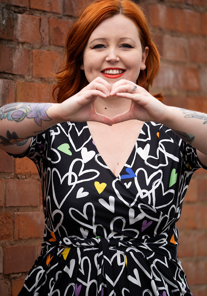 Carron Doodle Hearts Print Dress