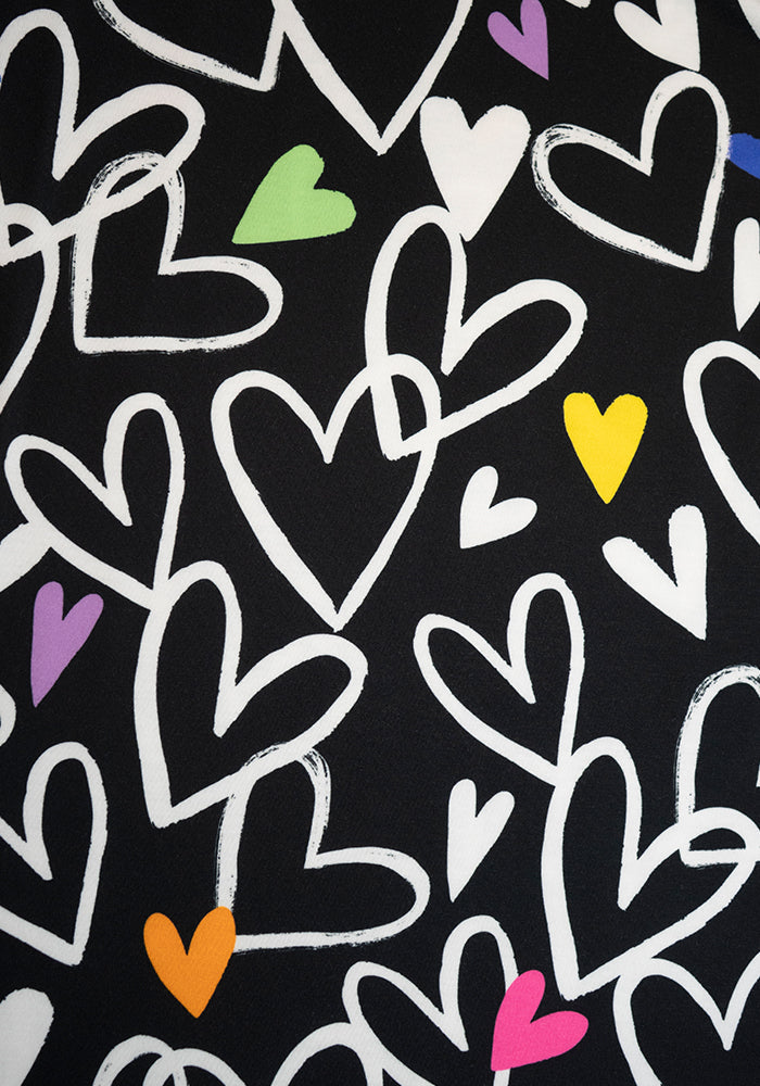 Naomi Doodle Hearts Print Midi Dress