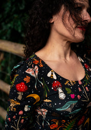Carter Woodland Mushroom Print Cotton Tiered Hem Midaxi Dress