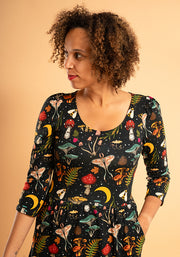 Carter Woodland Mushroom Print Cotton Tiered Hem Midaxi Dress