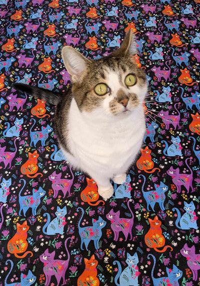 Kitty Floral Print Sherpa Pet Blanket