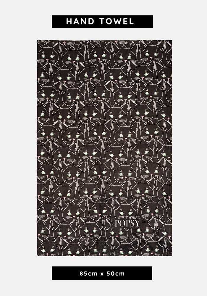 Front view of Cat Faces Print Hand Towel