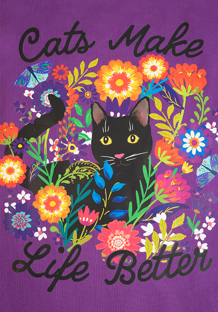 Second angle of Cat Print Cotton Canvas Bag - Women&