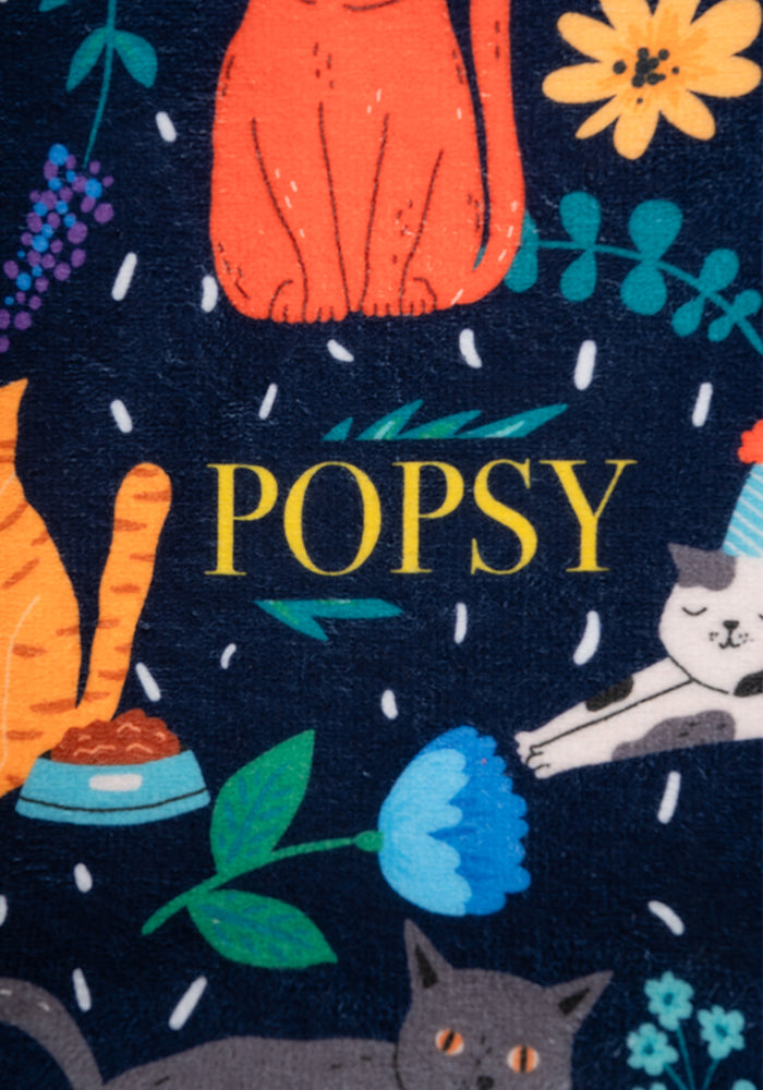 Fourth angle of Large Cat Garden Print Towel