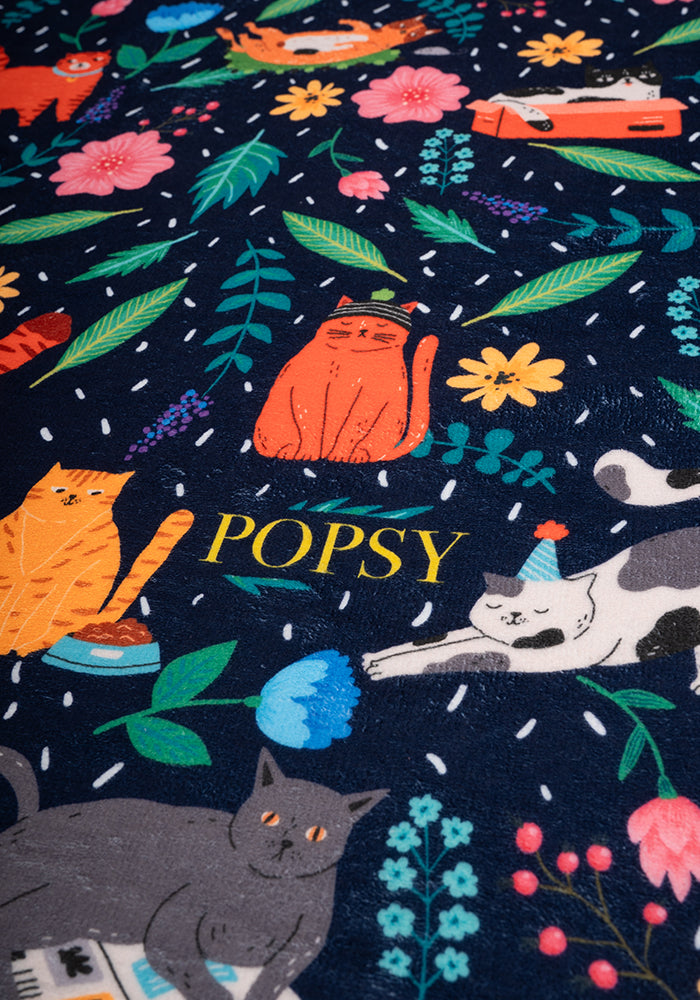 Second angle of Large Cat Garden Print Towel