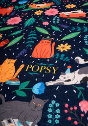 Large Cat Garden Print Towel