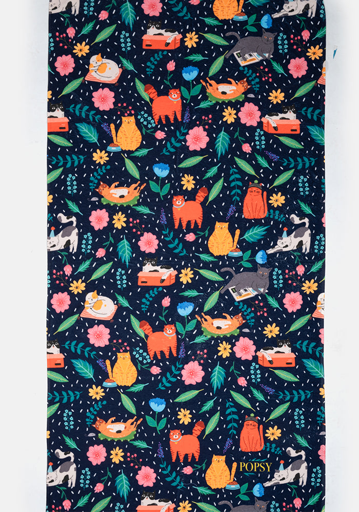 Front view of Large Cat Garden Print Towel