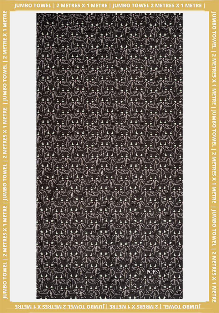 Front view of Cat Faces Print Jumbo Bath Sheet